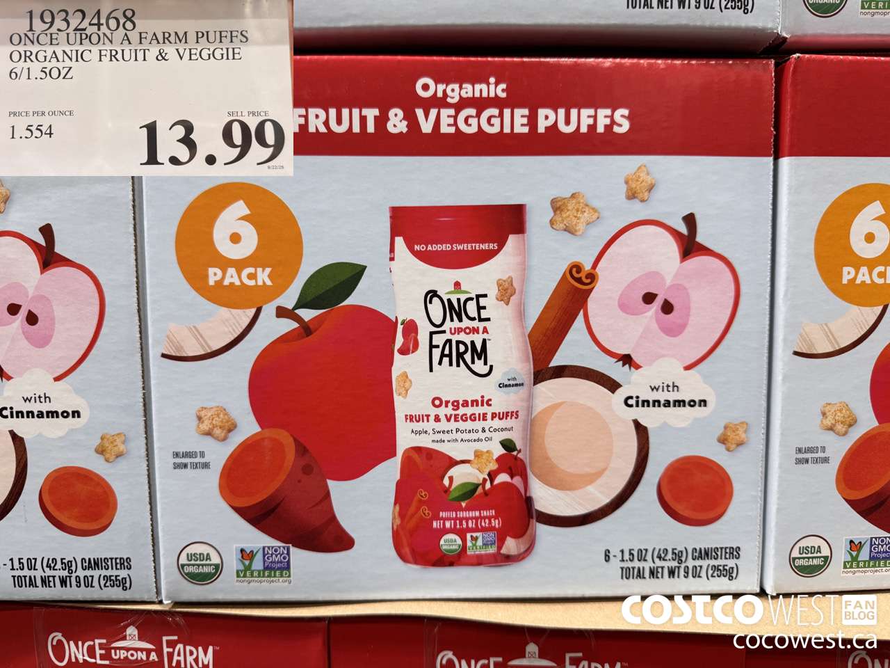 1932468 ONCE UPON A FARM PUFFS ORGANIC FRUIT & VEGGIE 6/1.5 OZ $13.99