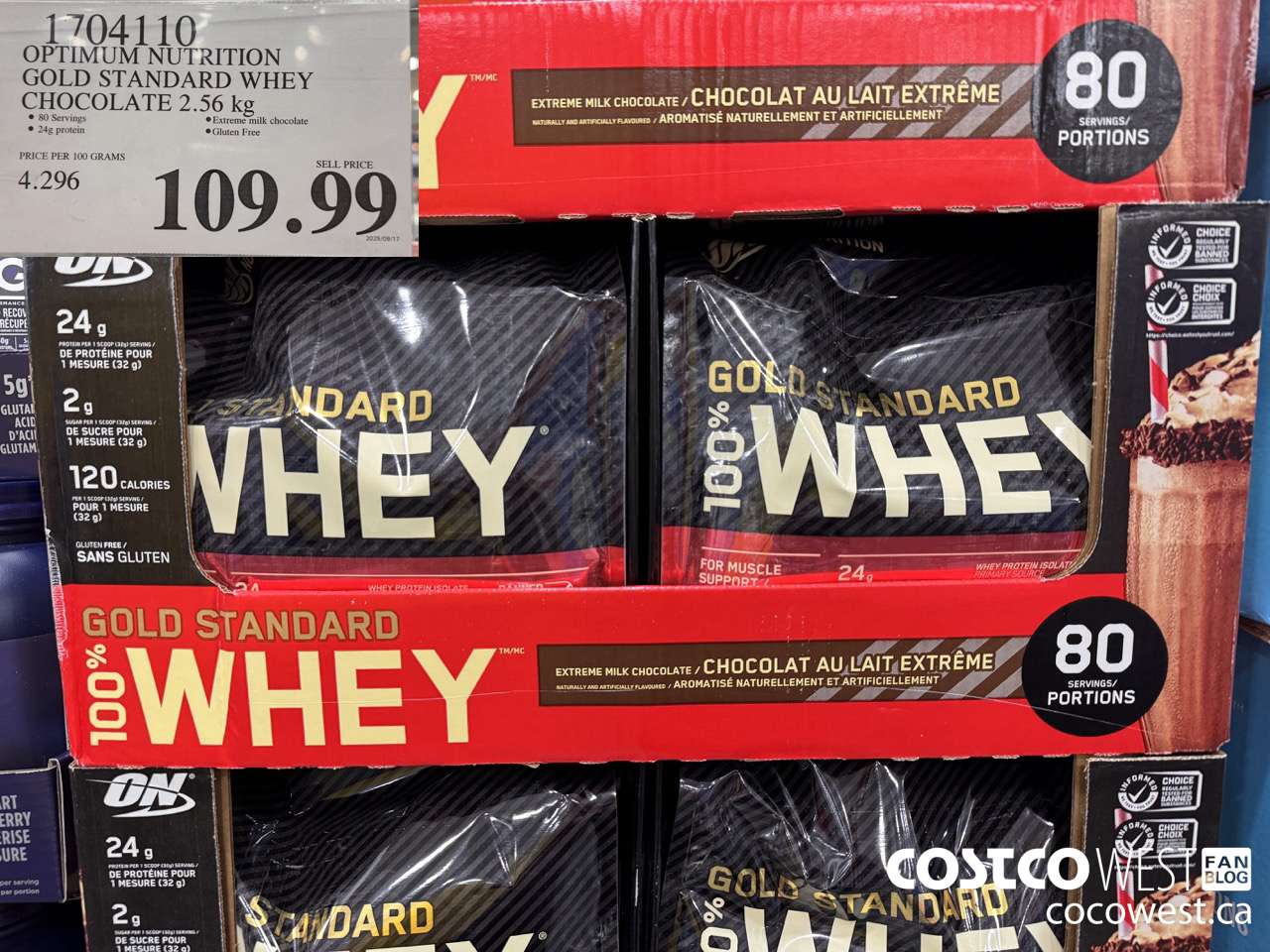 1704110 OPTIMUM NUTRITION GOLD STANDARD WHEY CHOCOLATE 2.56 KG $109.99