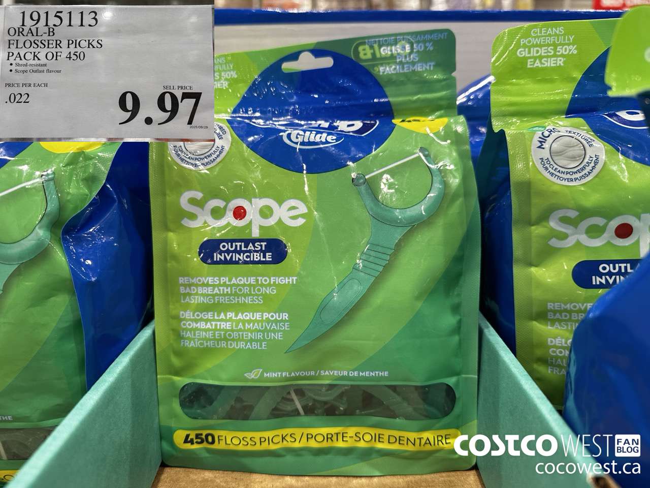 1915113 ORAL-B FLOSSER PCKS 450CT $9.97