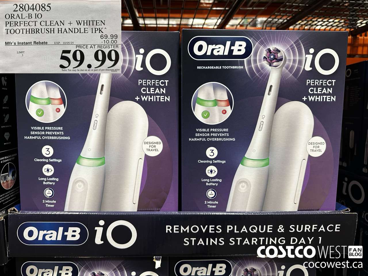 2804085 ORAL-B IO PERFECT CLEAN + WHITEN TOOTHBRUSH HANDLE 1PK ($10.00 INSTANT SAVINGS EXPIRES ON 2025-10-05) $59.99