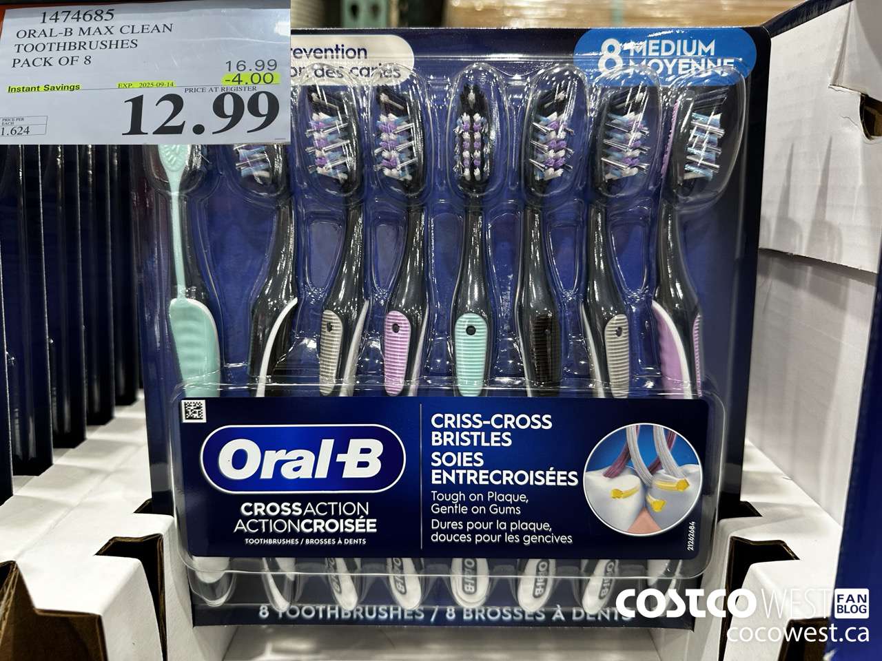 1474685 ORAL-B MAX CLEAN TOOTHBRUSHES PACK OF 8 ($4.00 INSTANT SAVINGS EXPIRES ON 2025-09-14) $12.99