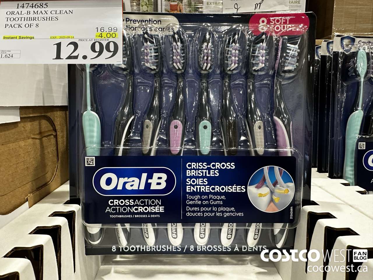 1474685 ORAL-B MAX CLEAN TOOTHBRUSHES PACK OF 8 ($4.00 INSTANT SAVINGS EXPIRES ON 2025-09-14) $12.99