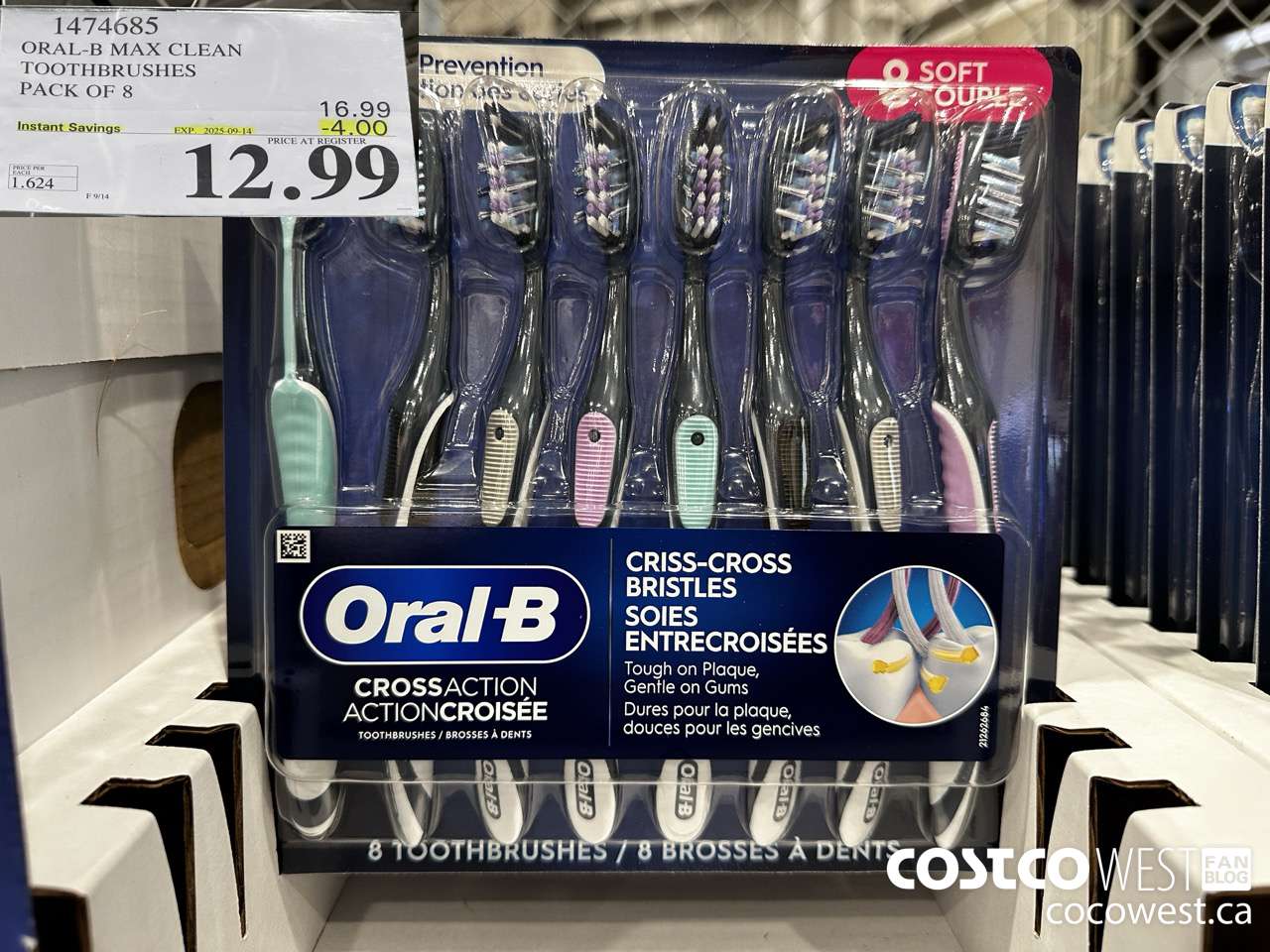 1474685 ORAL-B MAX CLEAN TOOTHBRUSHES PACK OF 8 ($4.00 INSTANT SAVINGS EXPIRES ON 2025-09-14) $12.99