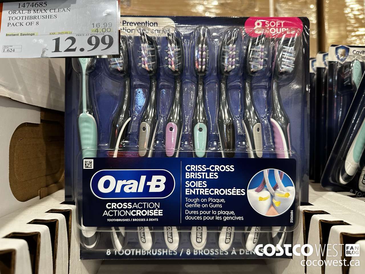 1474685 ORAL-B MAX CLEAN TOOTHBRUSHES PACK OF 8 ($4.00 INSTANT SAVINGS EXPIRES ON 2025-09-14) $12.99