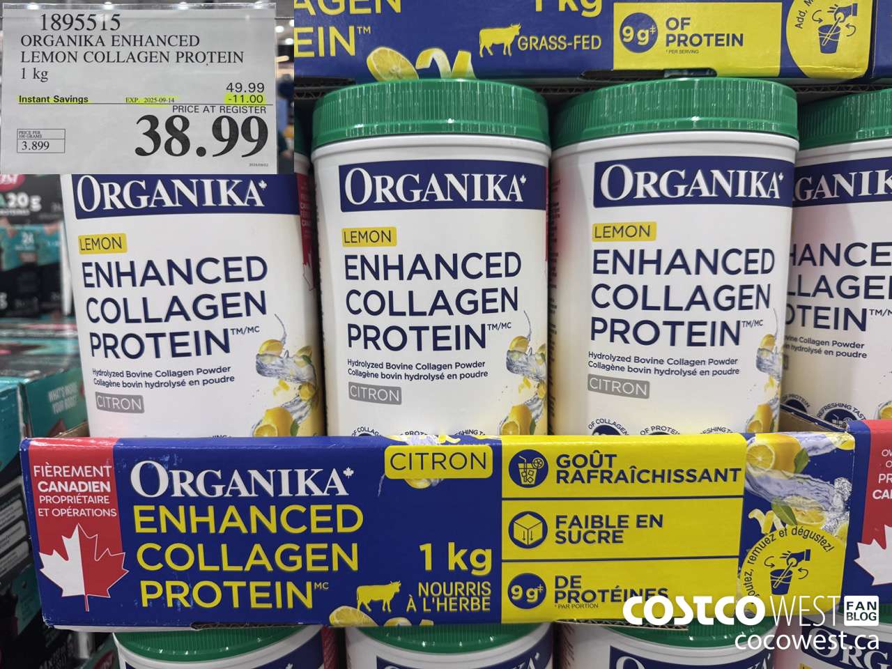 1895515 ORGANIKA ENHANCED LEMON COLLAGEN PROTEIN 1KG ($11.00 INSTANT SAVINGS EXPIRES ON 2025-09-14) $38.99