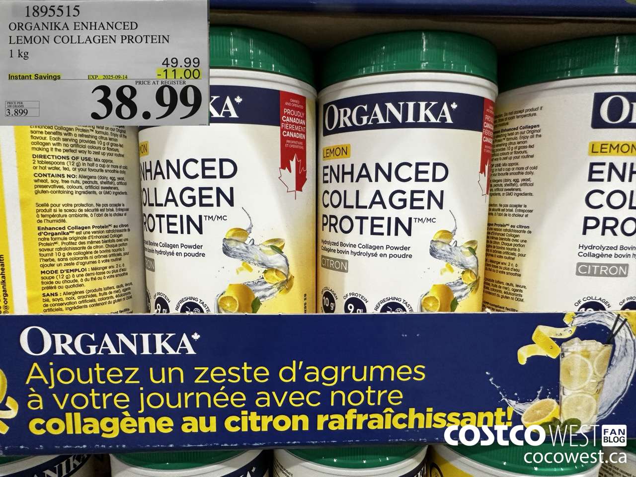 1895515 ORGANIKA ENHANCED LEMON COLLAGEN PROTEIN 1KG ($11.00 INSTANT SAVINGS EXPIRES ON 2025-09-14) $38.99