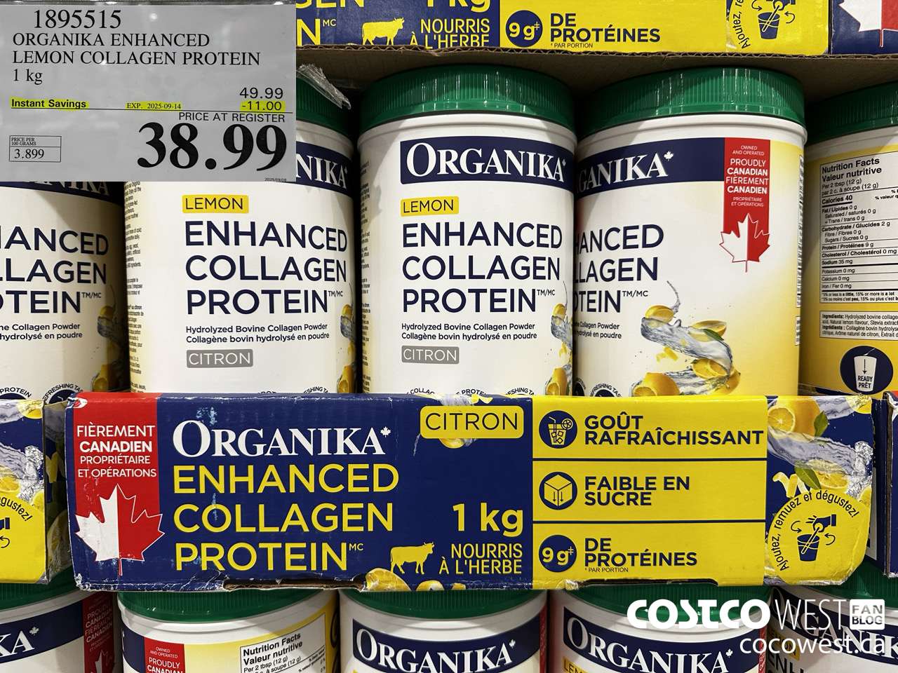 1895515 ORGANIKA ENHANCED LEMON COLLAGEN PROTEIN 1KG ($11.00 INSTANT SAVINGS EXPIRES ON 2025-09-14) $38.99