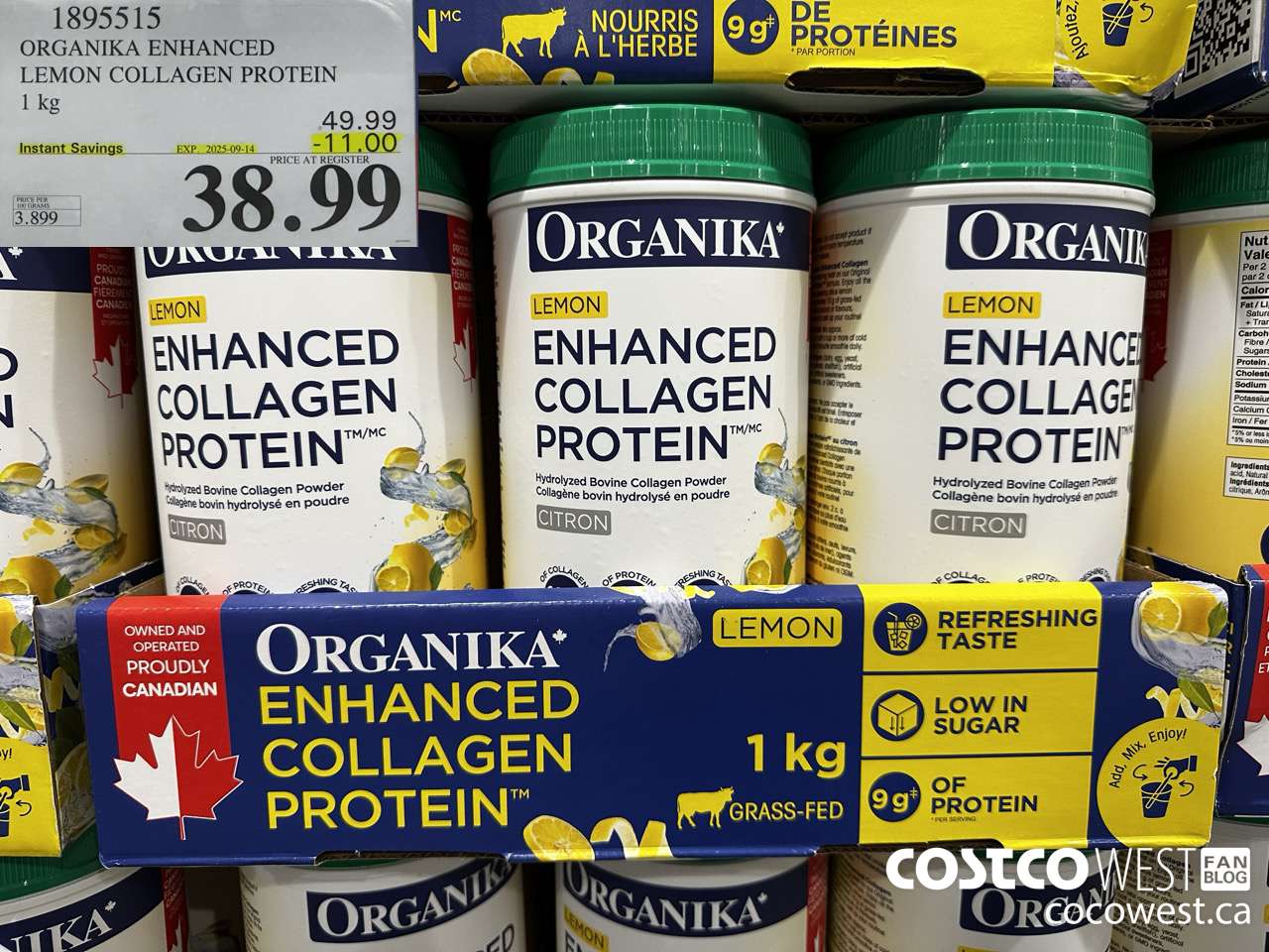 1895515 ORGANIKA ENHANCED LEMON COLLAGEN PROTEIN 1KG ($11.00 INSTANT SAVINGS EXPIRES ON 2025-09-14) $38.99