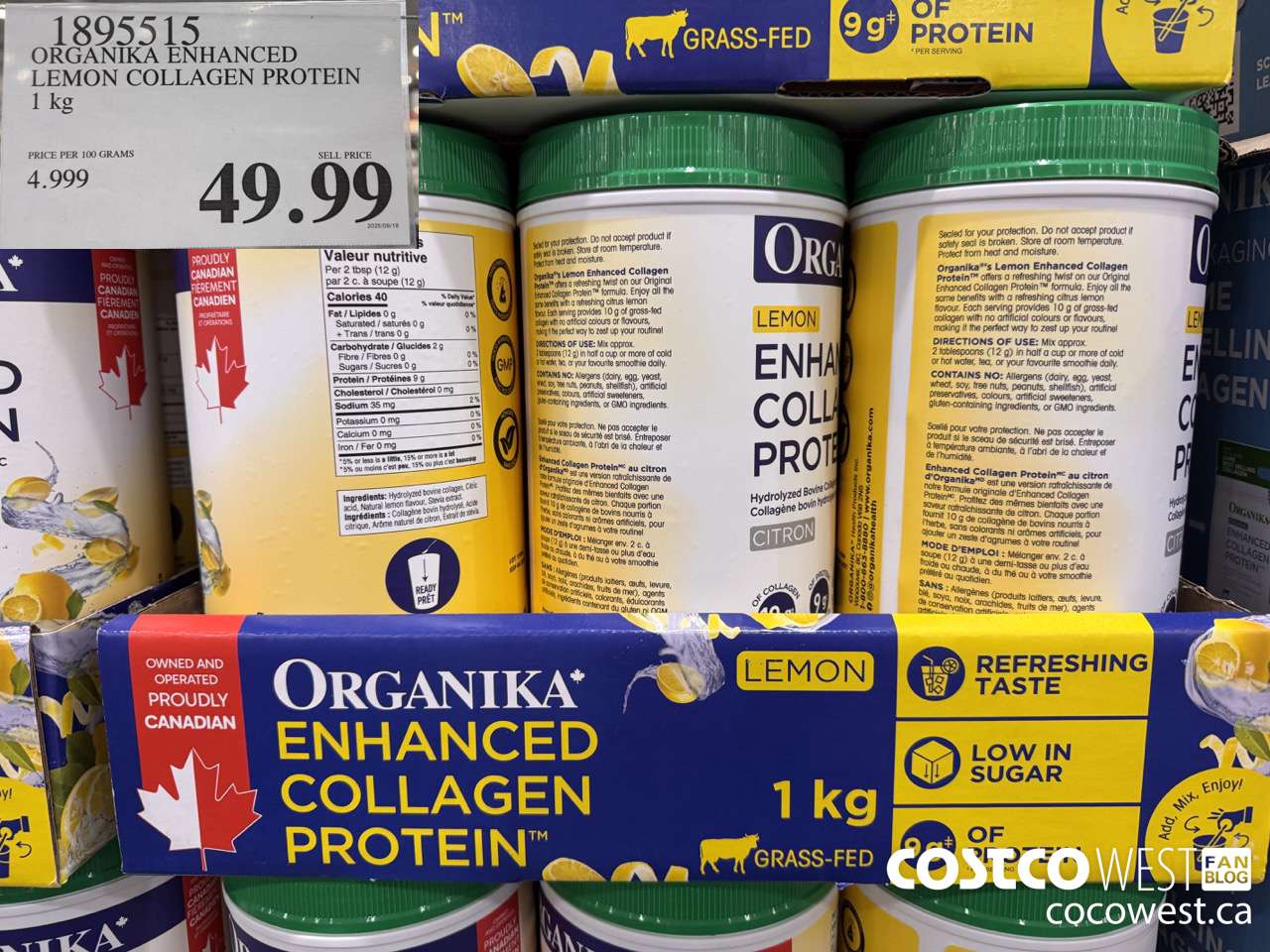1895515 ORGANIKA ENHANCED LEMON COLLAGEN PROTEIN 1KG $49.99