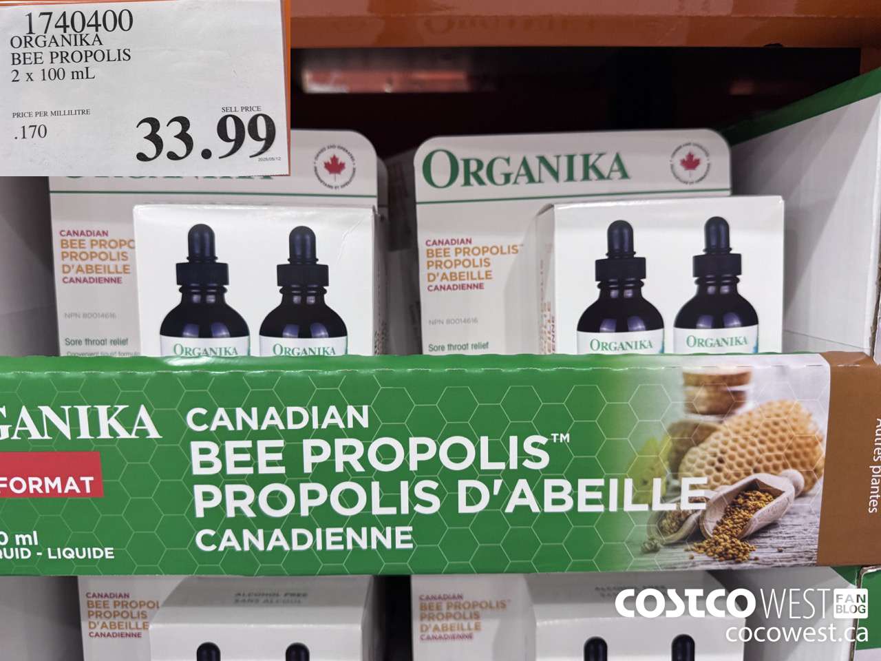 1740400 ORGANIKA LIQUID BEE PROPOLIS ALCOHOL FREE 2 X 100ML $33.99