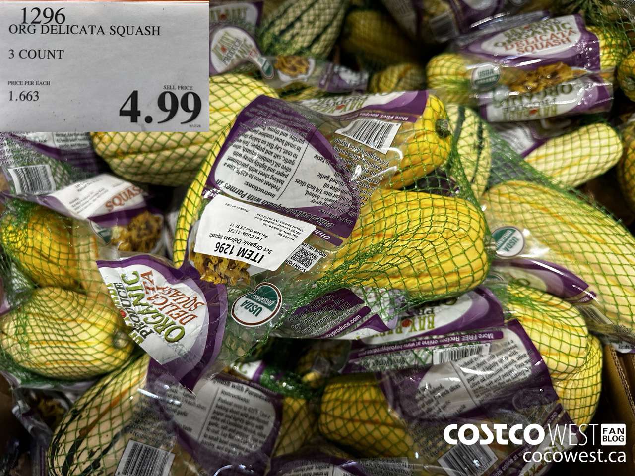 1296 ORG DELICATA SQUASH 3 COUNT $4.99