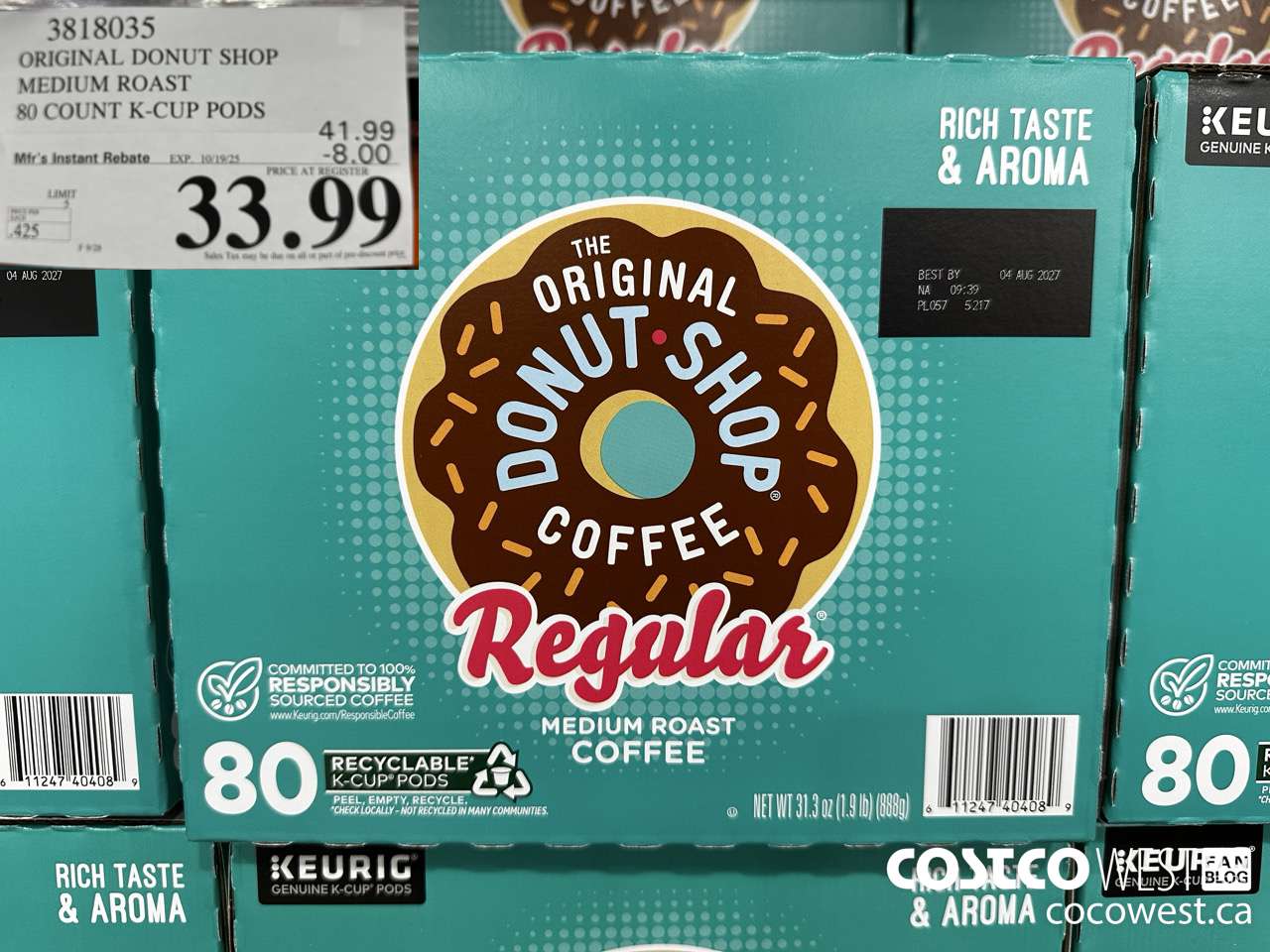 3818035 ORIGINAL DONUT SHOP MEDIUM ROAST 80 COUNT K-CUP PODS ($8.00 INSTANT SAVINGS EXPIRES ON 2025-10-19) $33.99