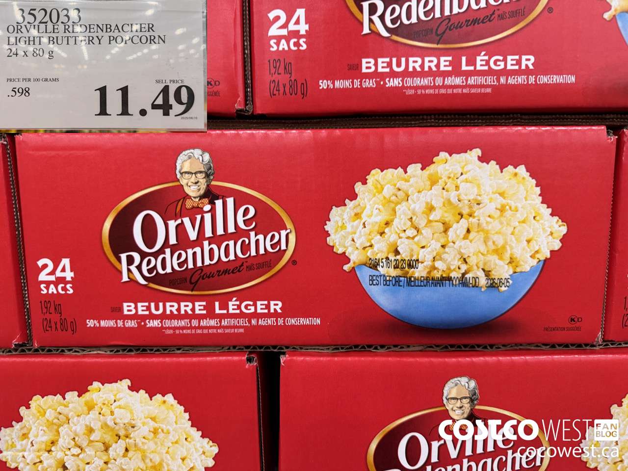 352033 ORVILLE REDENBACHER LIGHT BUTTERY POPCORN 24 x 80 g $11.49