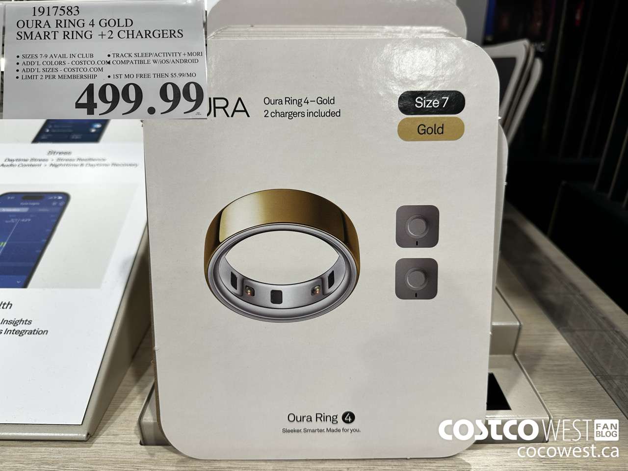 1917583 OURA RING 4 GOLD SMART RING + 2 CHARGERS $499.99