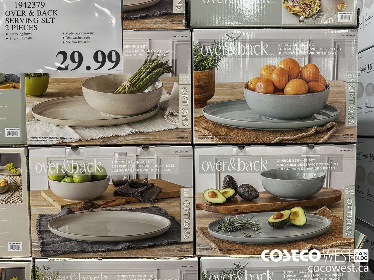 1942379 OVER & BACK SERVING SET 2 PIECES $29.99