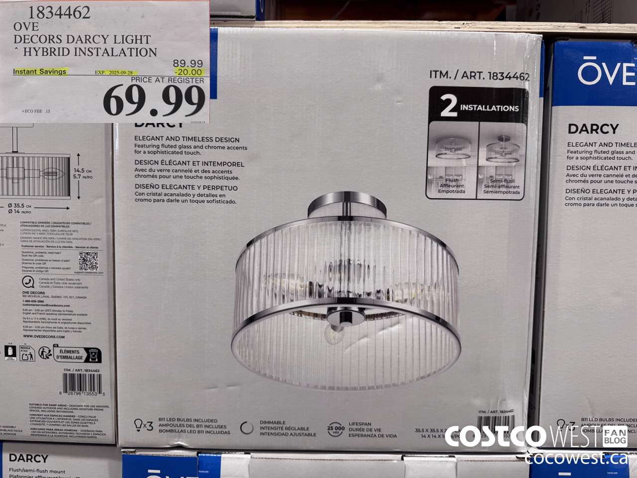1834462 OVE DECORS DARCY LIGHT HYBRID INSTALATION ($20.00 INSTANT SAVINGS EXPIRES ON 2025-09-28) $69.99