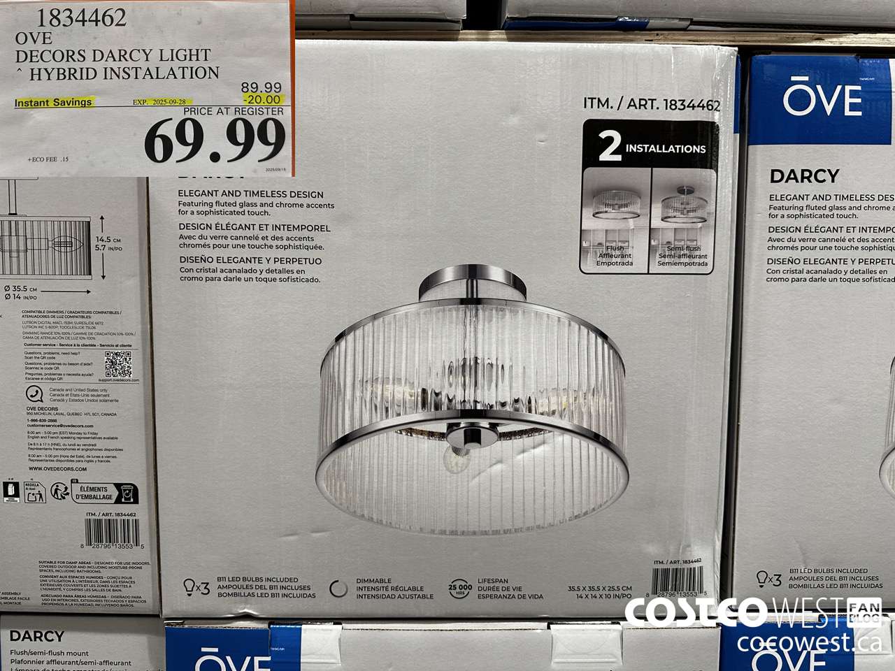 1834462 OVE DECORS DARCY LIGHT HYBRID INSTALATION ($20.00 INSTANT SAVINGS EXPIRES ON 2025-09-28) $69.99