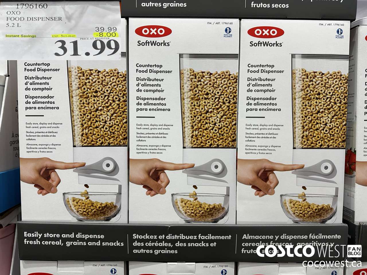 1796160 OXO FOOD DISPENSER 5.2L ($8.00 INSTANT SAVINGS EXPIRES ON 2025-09-07) $31.99