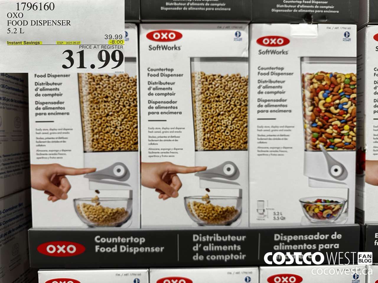 1796160 OXO FOOD DISPENSER 5.2L ($8.00 INSTANT SAVINGS EXPIRES ON 2025-09-07) $31.99