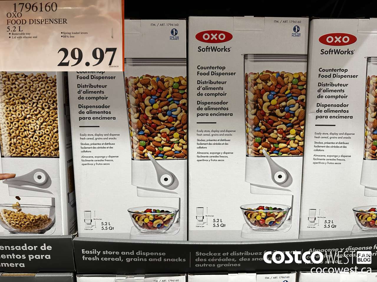1796160 OXO FOOD DISPENSER 5.2L $29.97