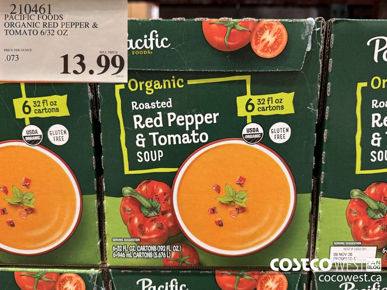 210461 PACIFIC FOODS ORGANIC RED PEPPER & TOMATO 6/32 OZ $13.99
