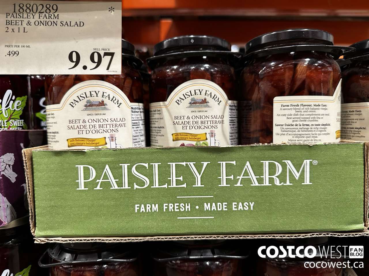 1880289 PAISLEY FARM BALSAMIC BEET & ONION SALAD 2 X 1L $9.97