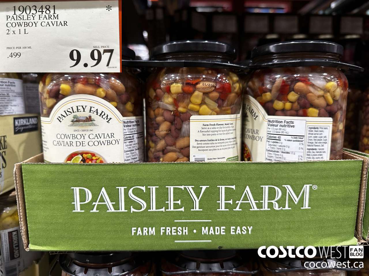 1903481 PAISLEY FARM COWBOY CAVIAR 2 X 1L $9.97