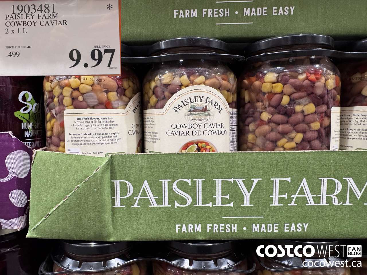 1903481 PAISLEY FARM COWBOY CAVIAR 2 X 1L $9.97