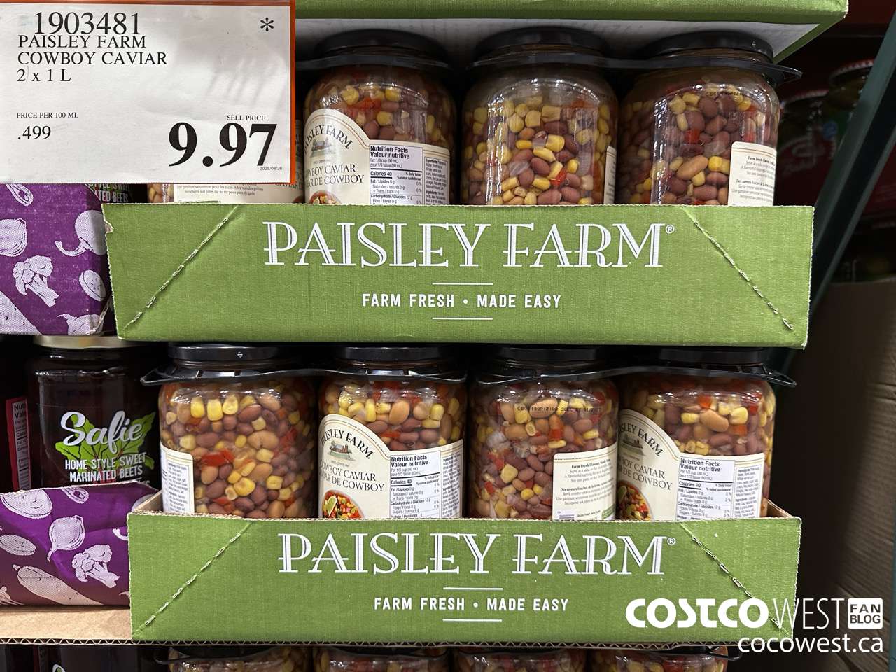 1903481 PAISLEY FARM COWBOY CAVIAR 2 X 1L $9.97