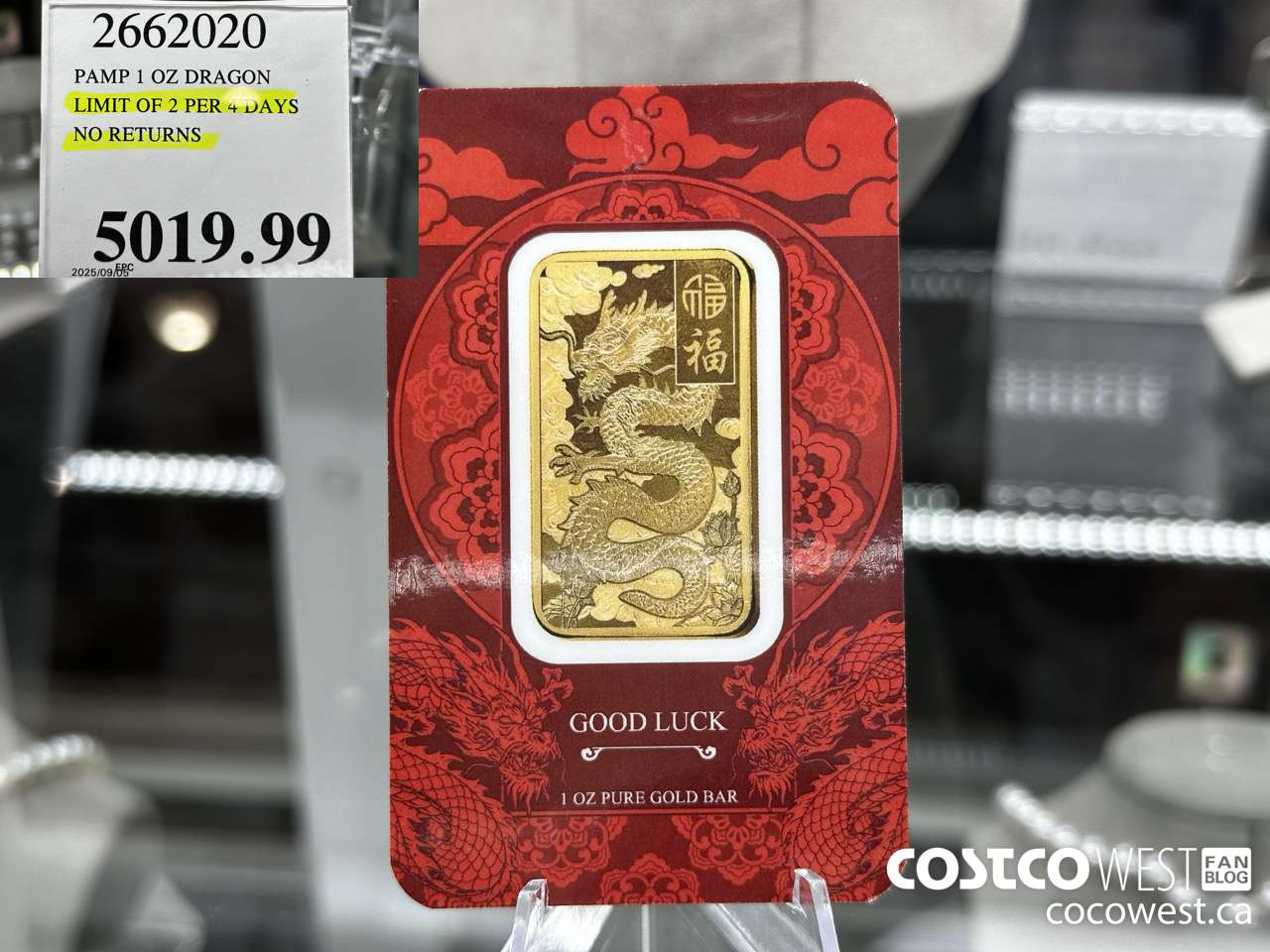 2662020 PAMP 1 OZ DRAGON LIMIT OF 2 PER 4 DAYS NO RETURNS $5019.99
