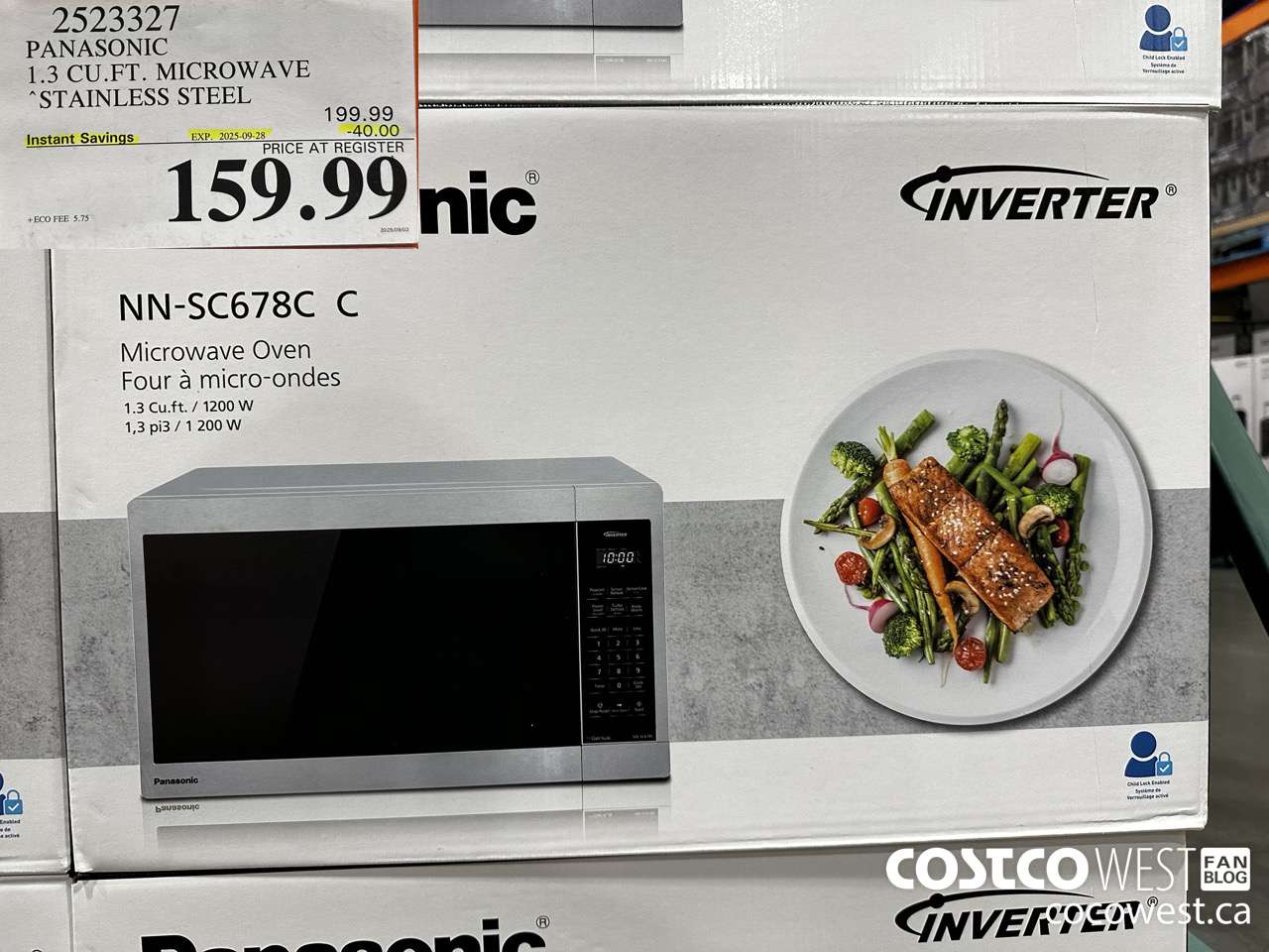 2523327 PANASONIC 1.3 CU FT MICROWAVE STAINLESS STEEL ($40.00 INSTANT SAVINGS EXPIRES ON 2025-09-28) $159.99