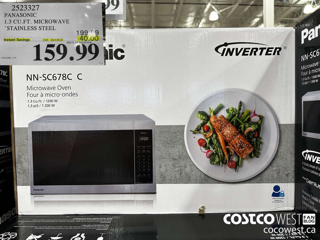 2523327 PANASONIC 1.3 CU FT MICROWAVE STAINLESS STEEL ($40.00 INSTANT SAVINGS EXPIRES ON 2025-09-28) $159.99