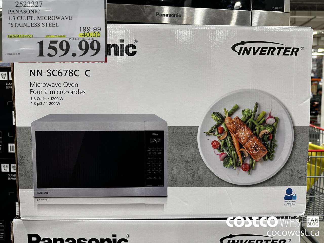 2523327 PANASONIC 1.3 CU FT MICROWAVE STAINLESS STEEL ($40.00 INSTANT SAVINGS EXPIRES ON 2025-09-28) $159.99