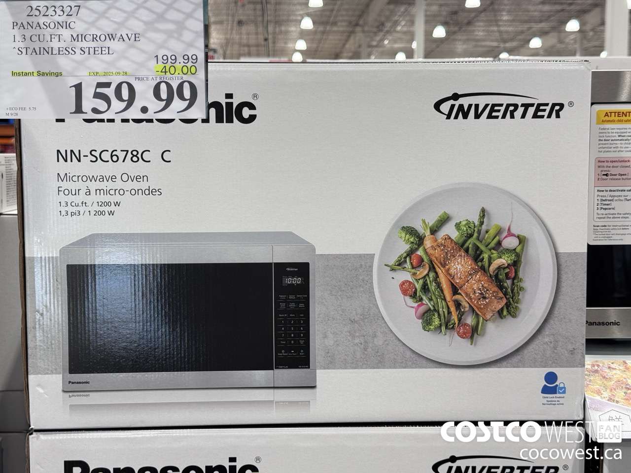 2523327 PANASONIC 1.3 CU FT MICROWAVE STAINLESS STEEL ($40.00 INSTANT SAVINGS EXPIRES ON 2025-09-28) $159.99
