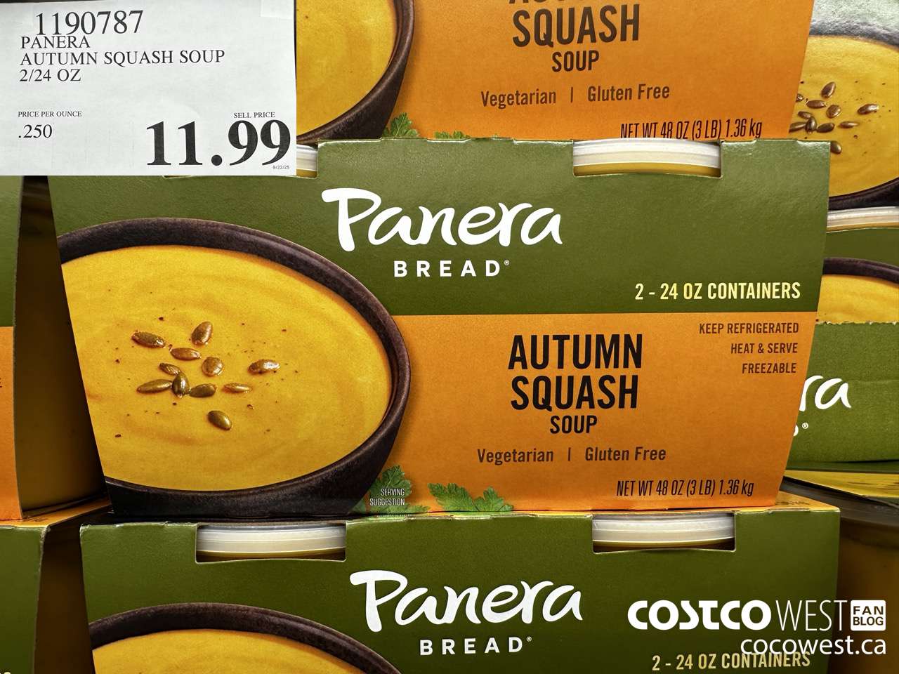 1190787 PANERA AUTUMN SQUASH SOUP 2/24 OZ $11.99