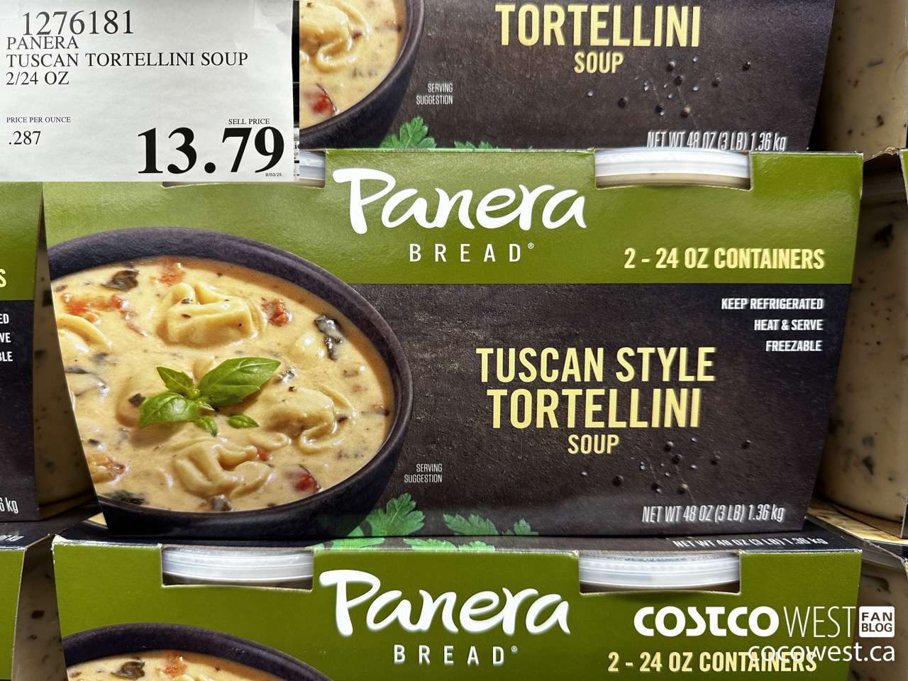 1276181 PANERA TUSCAN TORTELLINI SOUP 2/24 OZ $13.79