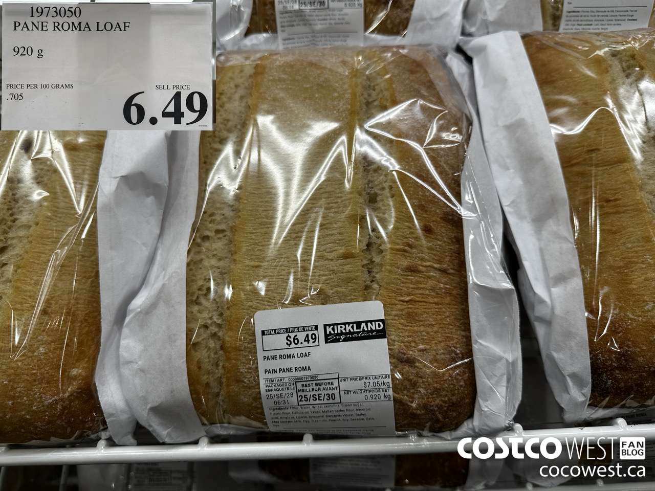 1973050 PANE ROMA LOAF 920G $6.49