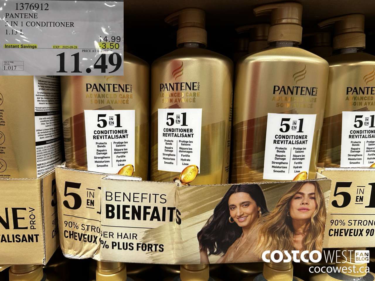 1376912 PANTENE 5 IN 1 CONDITIONER 1.13L ($3.50 INSTANT SAVINGS EXPIRES ON 2025-09-28) $11.49