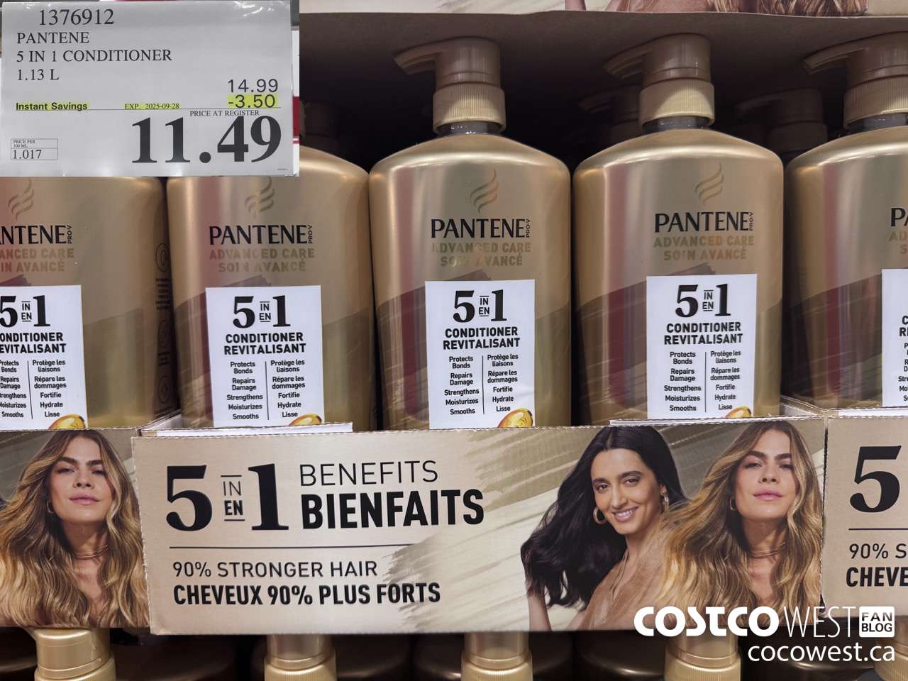 1376912 PANTENE 5 IN 1 CONDITIONER 1.13L ($3.50 INSTANT SAVINGS EXPIRES ON 2025-09-28) $11.49