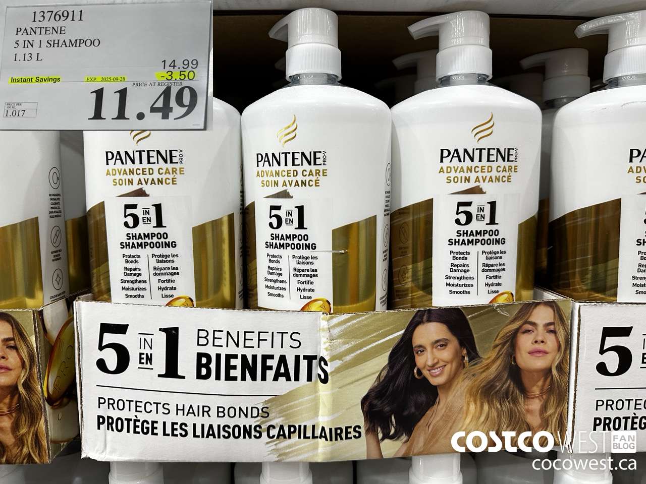 1376911 PANTENE 5 IN 1 SHAMPOO 1.13L ($3.50 INSTANT SAVINGS EXPIRES ON 2025-09-28) $11.49