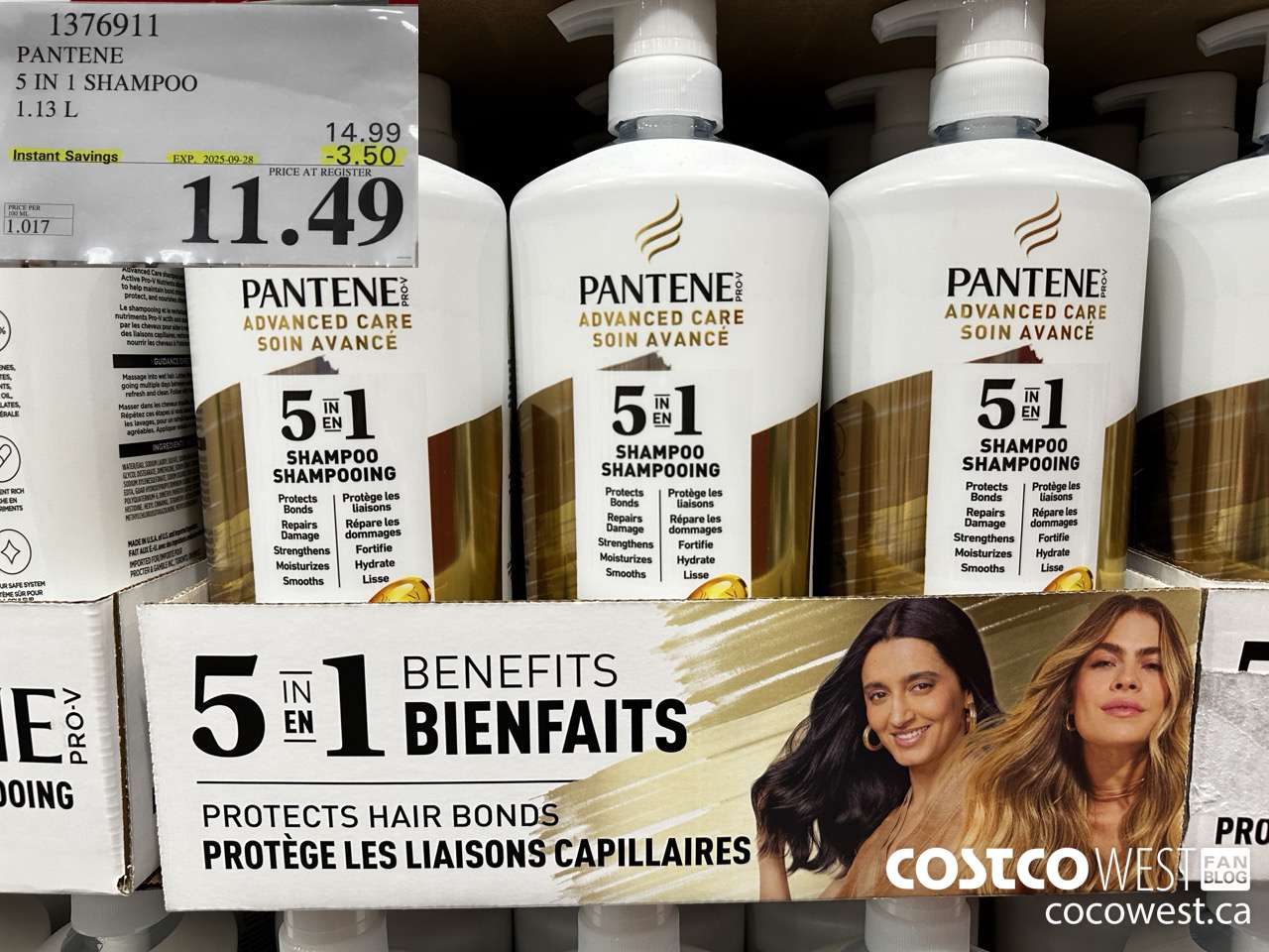 1376911 PANTENE 5 IN 1 SHAMPOO 1.13L ($3.50 INSTANT SAVINGS EXPIRES ON 2025-09-28) $11.49