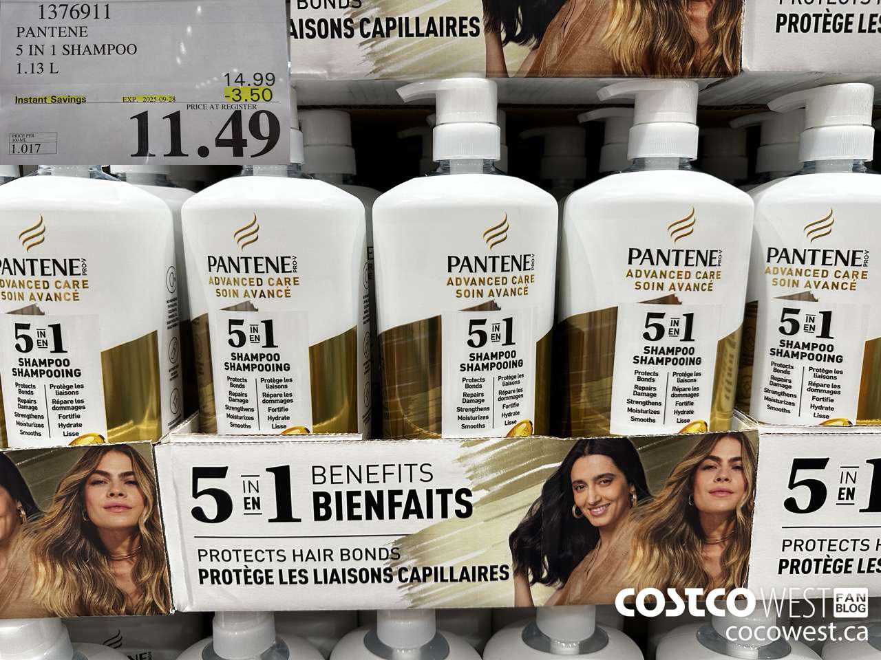 1376911 PANTENE 5 IN 1 SHAMPOO 1.13L ($3.50 INSTANT SAVINGS EXPIRES ON 2025-09-28) $11.49