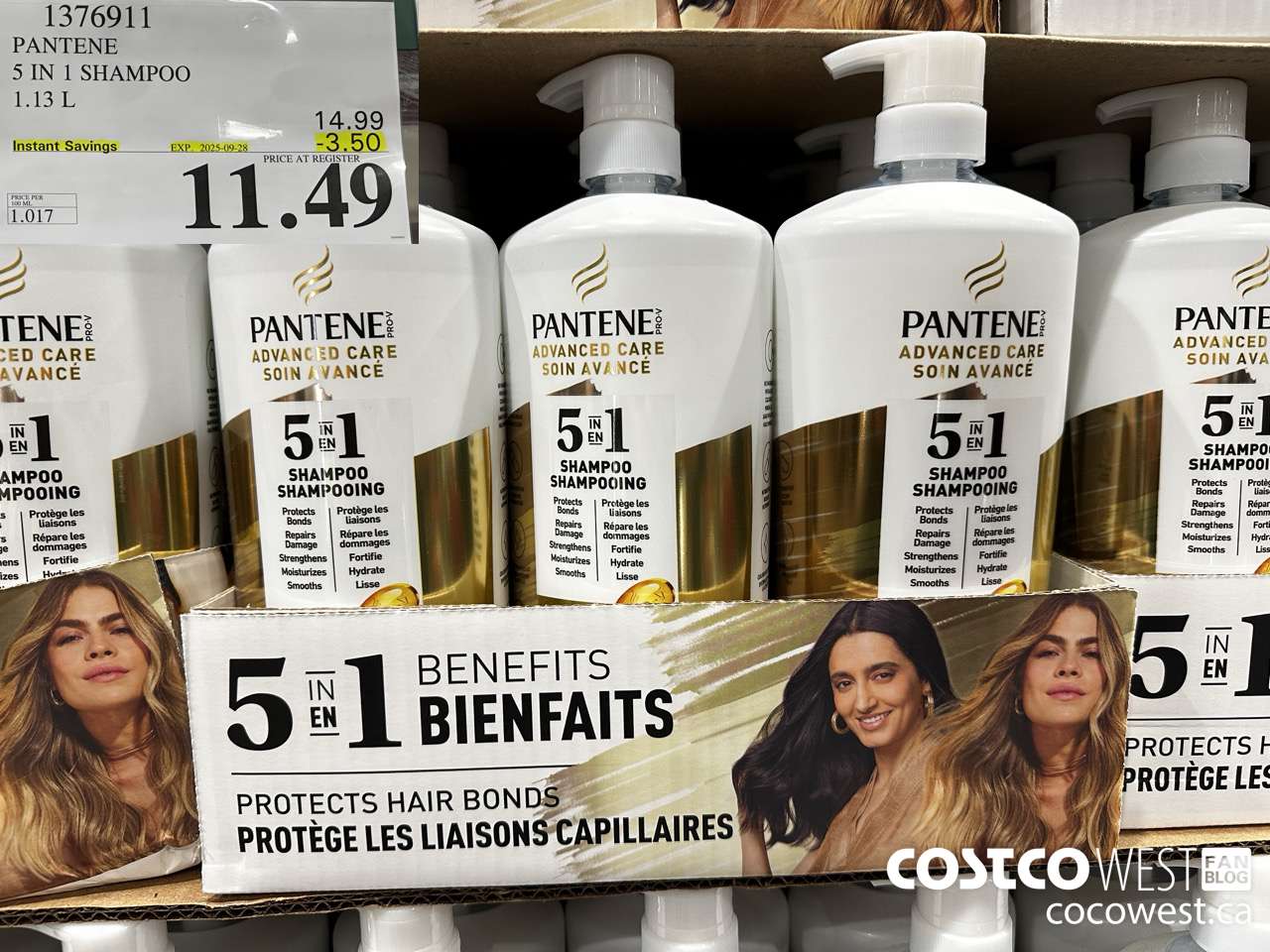 1376911 PANTENE 5 IN 1 SHAMPOO 1.13L ($3.50 INSTANT SAVINGS EXPIRES ON 2025-09-28) $11.49