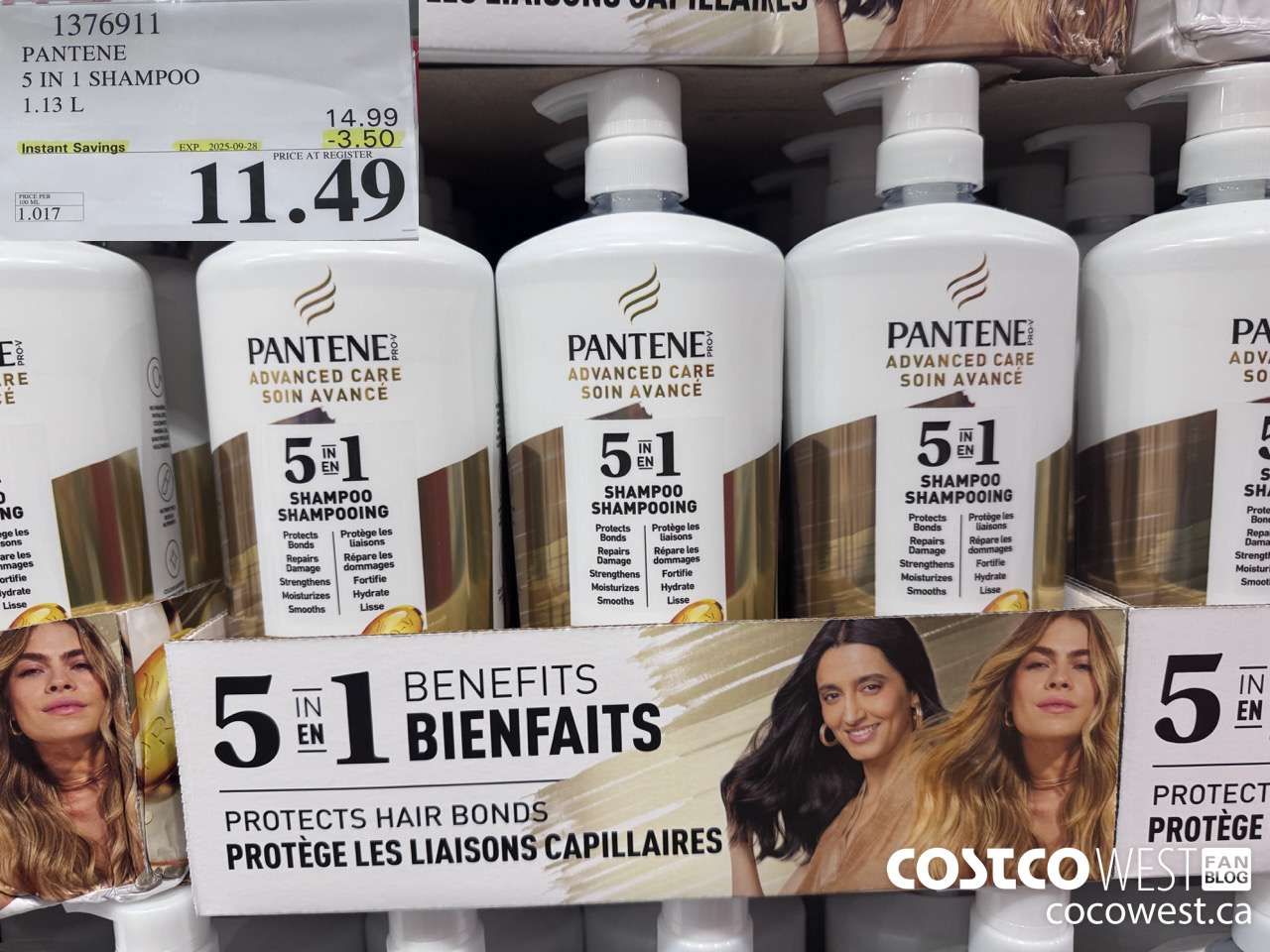 1376911 PANTENE 5 IN 1 SHAMPOO 1.13L ($3.50 INSTANT SAVINGS EXPIRES ON 2025-09-28) $11.49