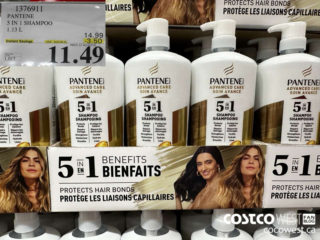 1376911 PANTENE 5 IN 1 SHAMPOO 1.13L ($3.50 INSTANT SAVINGS EXPIRES ON 2025-09-28) $11.49