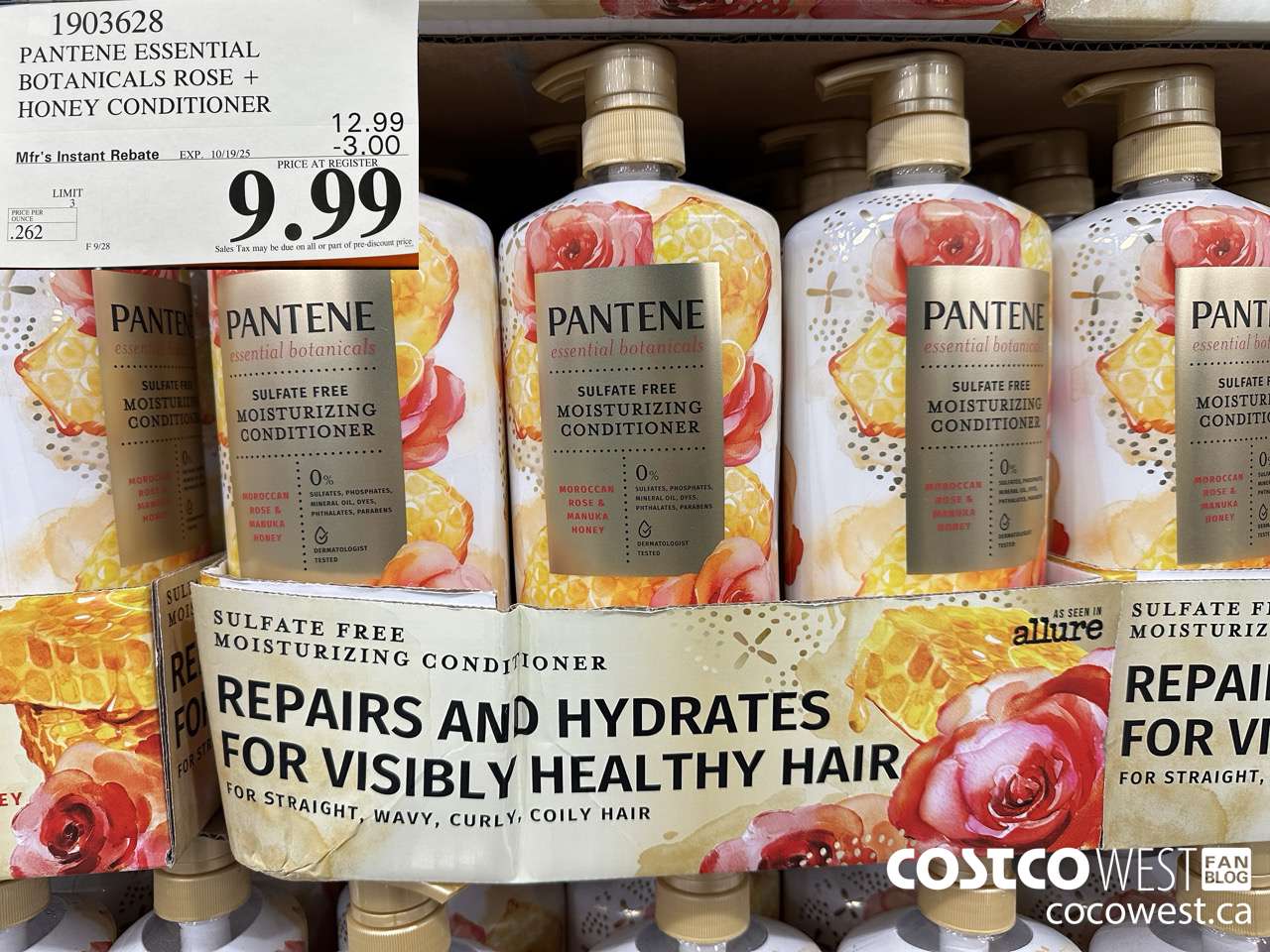 1903628 PANTENE ESSENTIAL BOTANICALS ROSE + HONEY CONDITIONER ($3.00 INSTANT SAVINGS EXPIRES ON 2025-10-19) $9.99