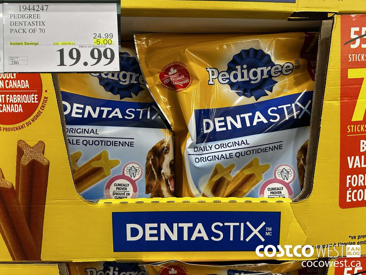 1944247 PEDIGREE DENTASTIX PACK OF 70 ($5.00 INSTANT SAVINGS EXPIRES ON 2025-09-14) $19.99