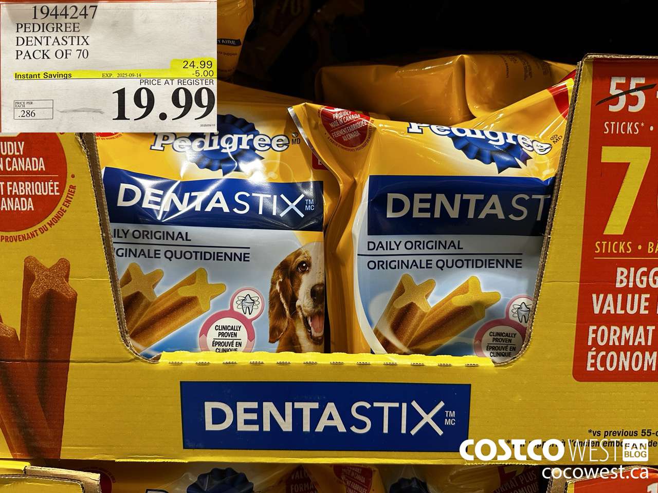 1944247 PEDIGREE DENTASTIX PACK OF 70 ($5.00 INSTANT SAVINGS EXPIRES ON 2025-09-14) $19.99