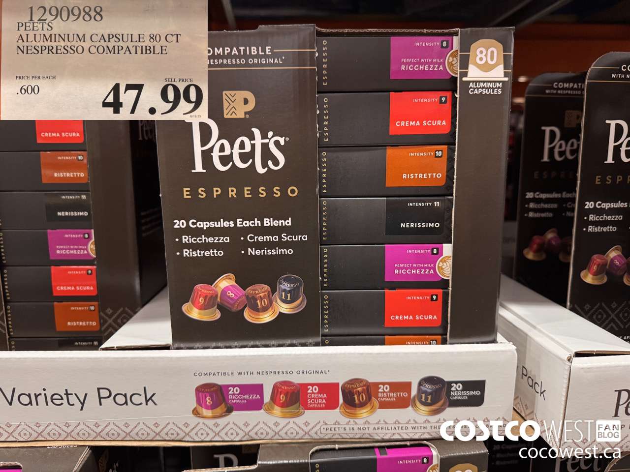 1290988 PEETS ALUMINUM CAPSULE 80 CT NESPRESSO COMPATIBLE $47.99