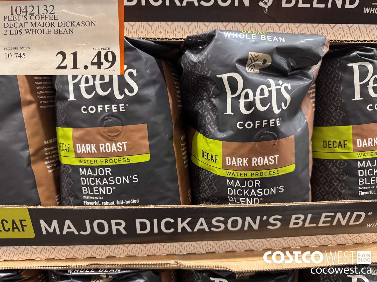 1042132 PEET'S COFFEE DECAF MAJOR DICKASON 2 LBS WHOLE BEAN $21.49